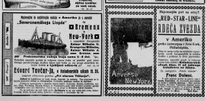 oglas za ladijski prevoz v ZDA