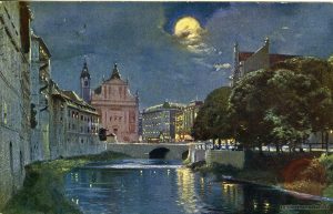 Ljubljana_Frančiškanska_cerkev_Marijin_trg_Presernov_trg_Ljubljanica