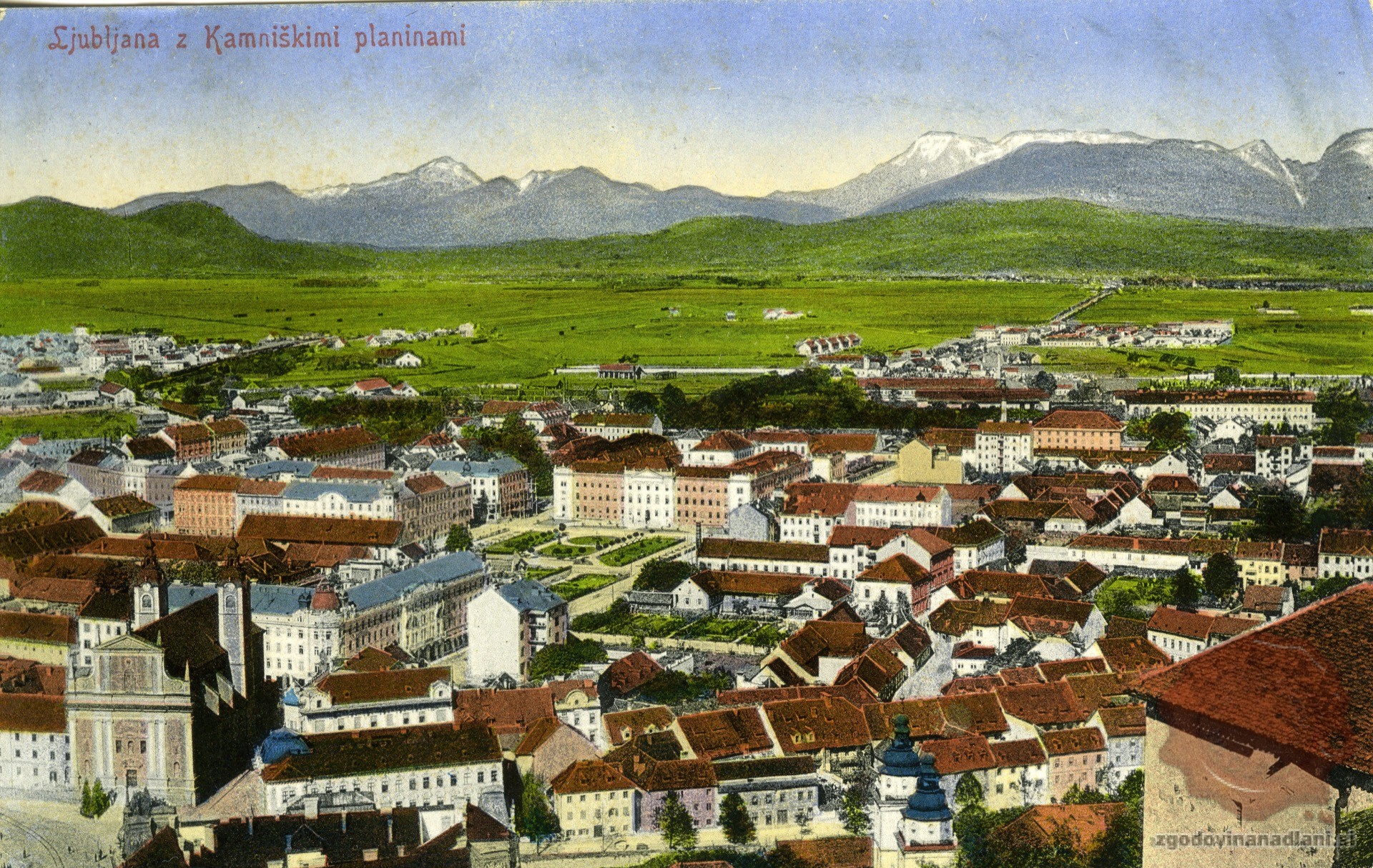 Ljubljana_Franciskanska_cerkev_Grad_Sodna_palača._1914