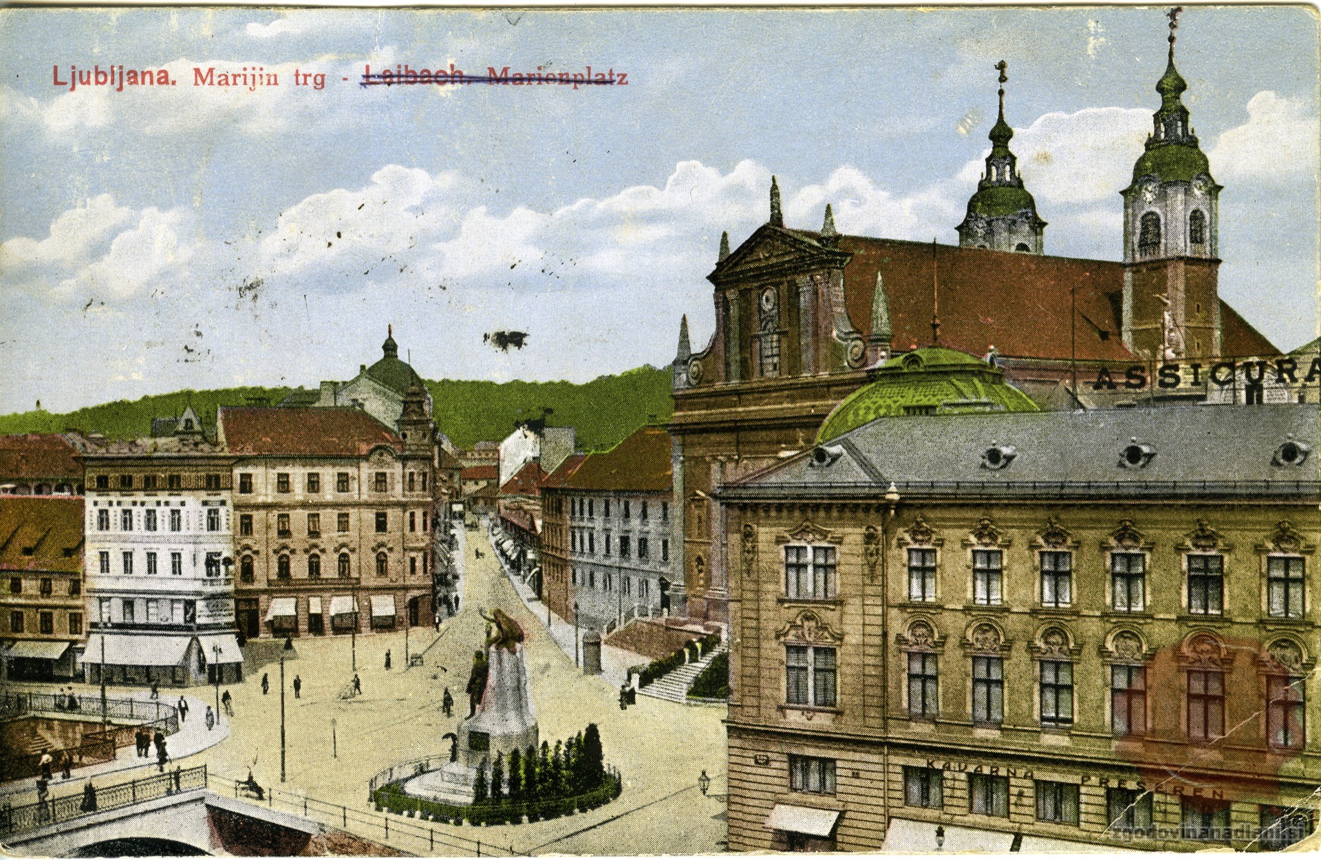 marijin_trg_prešernov_spomenik_frančiškanska_cerkev_čopova_ulica_ljubljana_1920