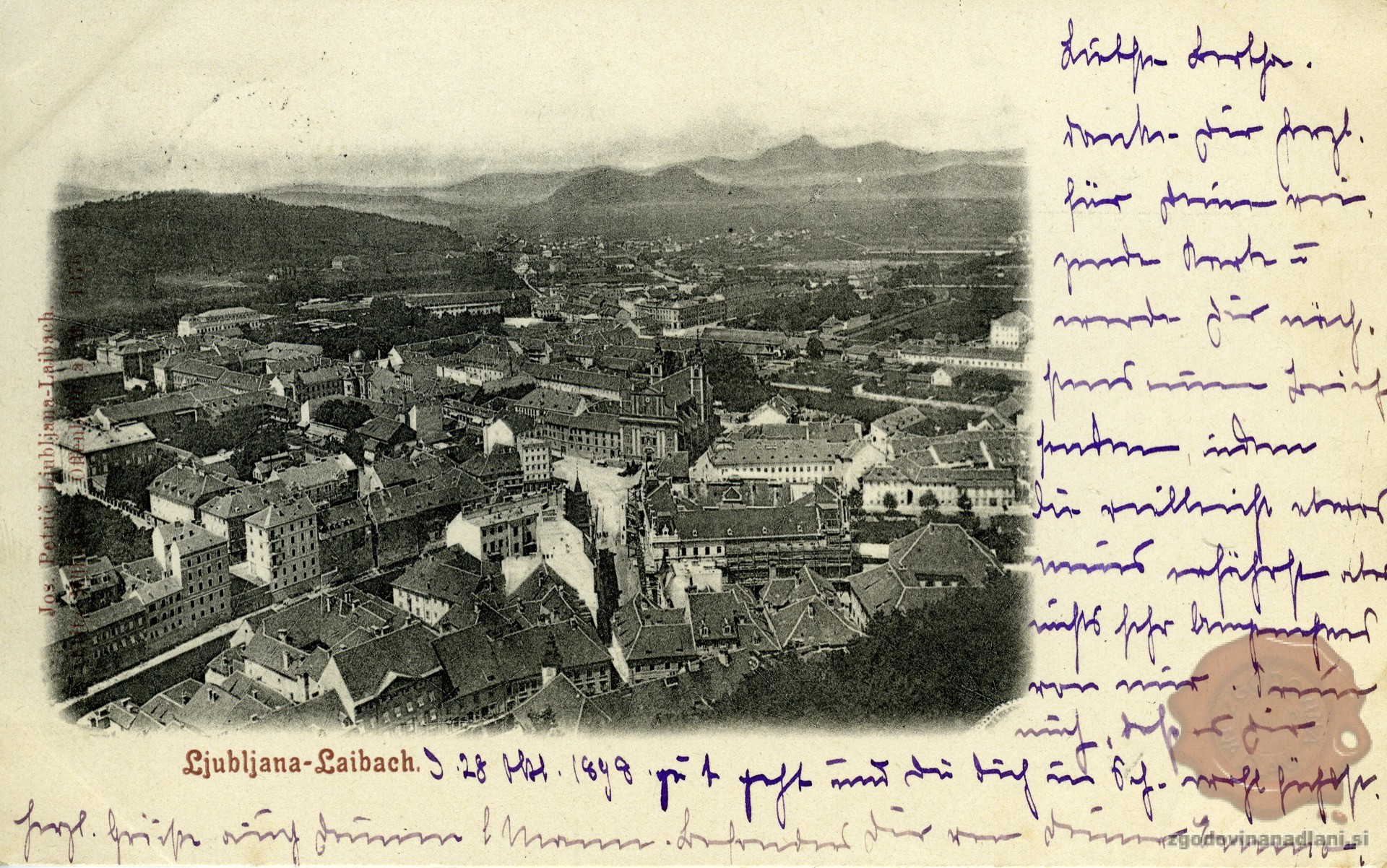 Ljubljana_Frančiškanska_cerkev_Prešernov_trg_1898