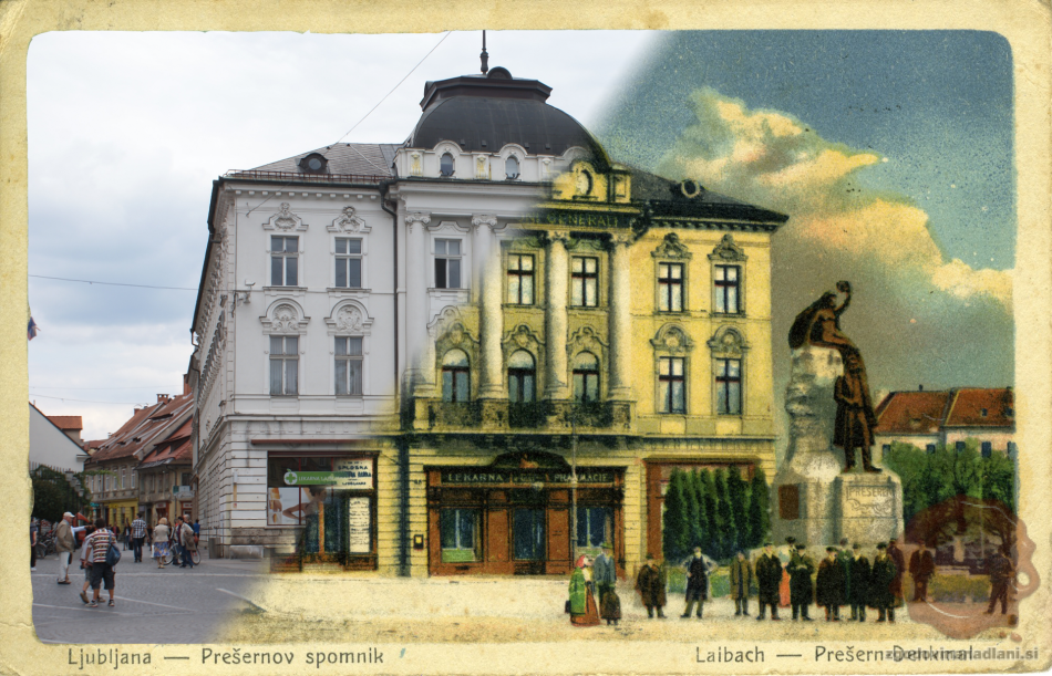Prešernov_spomenik_trg_Marijin_trg_lekarna_staro-novo_ljubljana_1919