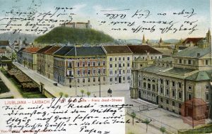 1-1_Ljubljana_Deželno_gledališče_Opera_Franca Jožefa cesta_Cankarjeva cesta_Grad_1905