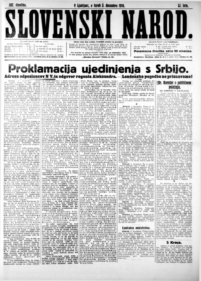 Ustanovitev Kraljevine Srbov, Hrvatov in Slovencev