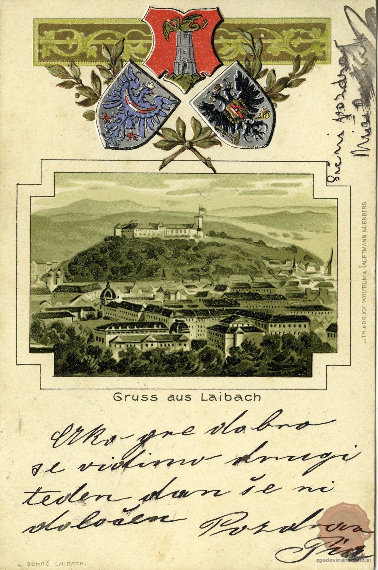 Ljubljanski grad_panorama_kranjski_cesarski_ljubljanski_grb_kranjska_1901