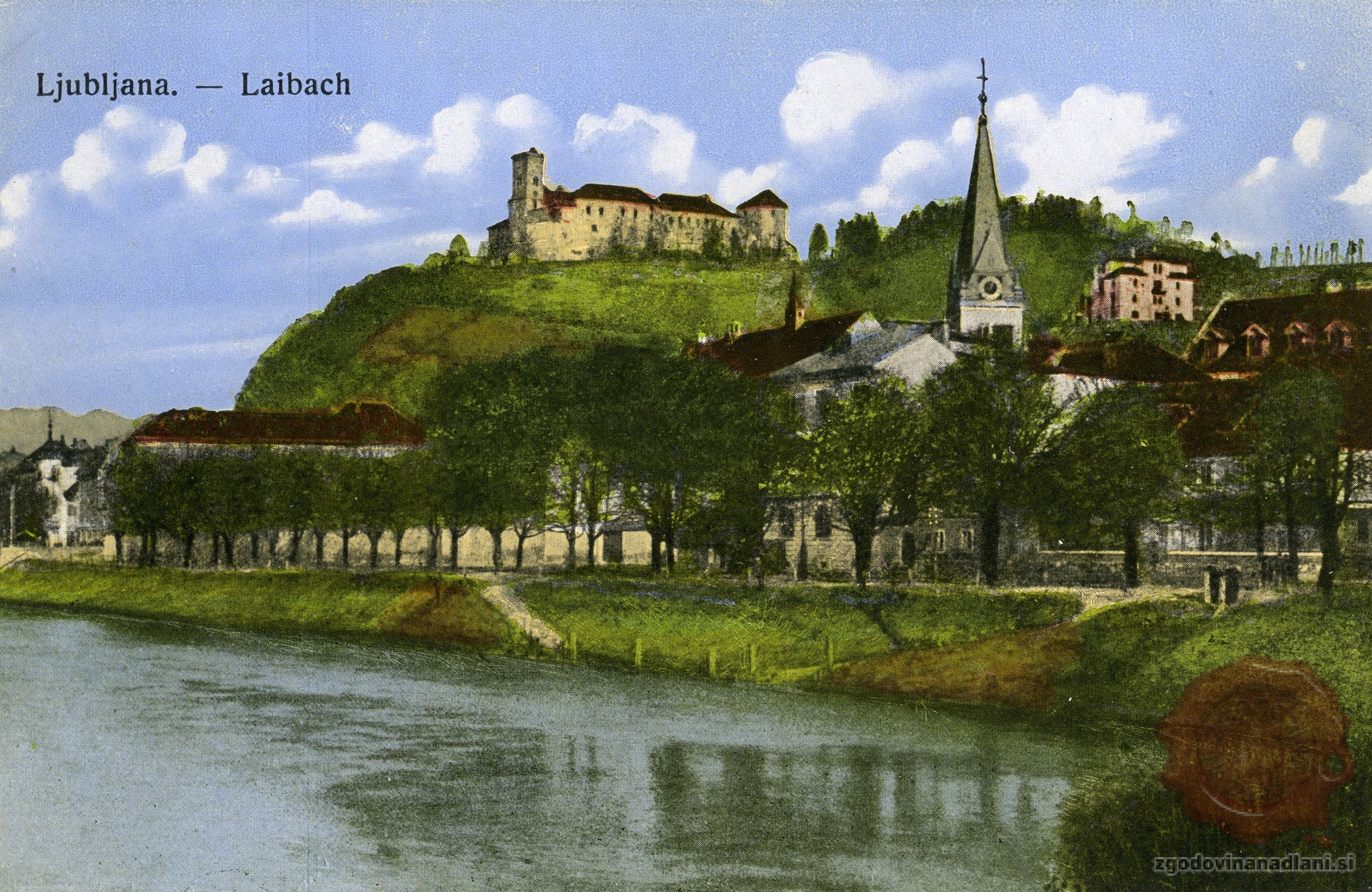 Ljubljana_Grudnovo_nabrežje_Ljubljanica_Ljubljanski_grad_1915