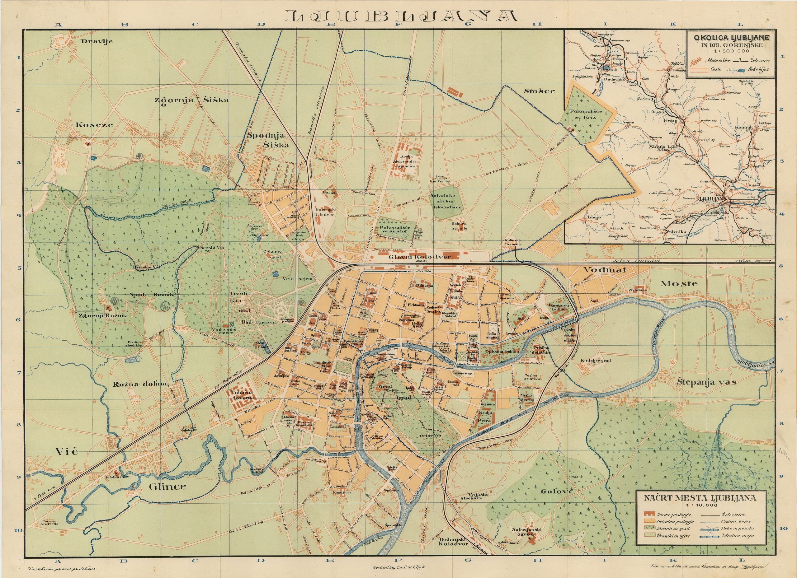 Zemljevid Ljubljane 1924