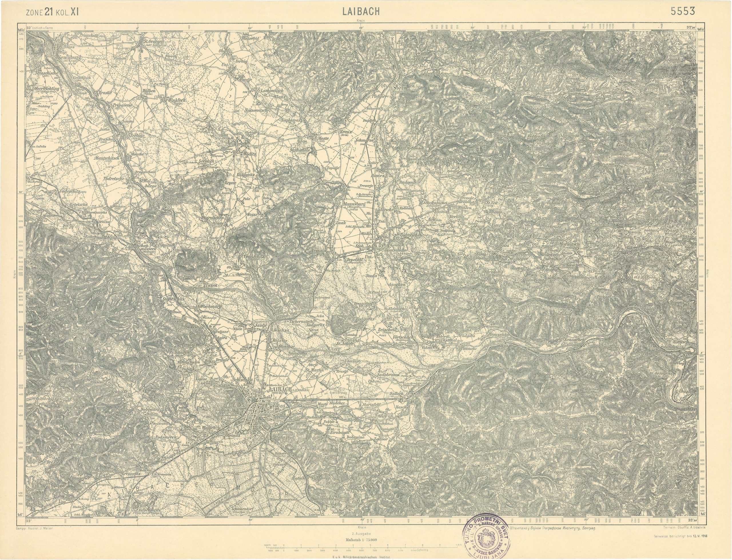Zemljevid Ljubljane 1912