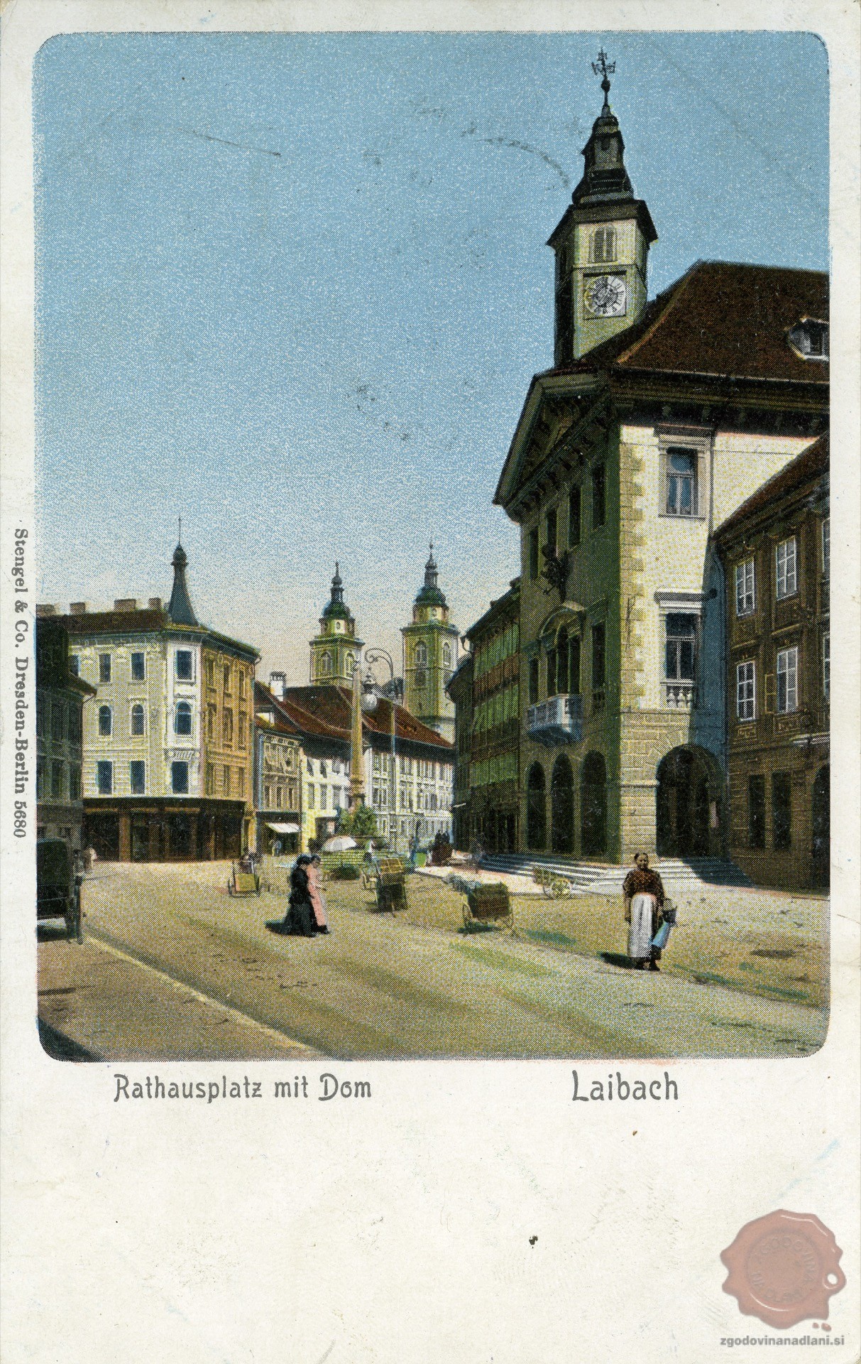 Ljubljana_Mestni_trg_Mestna_hiša_Rotovž_Robbov_vodnjak_1908