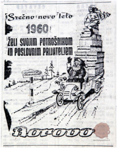 Borovo - novoletna čestitka v Delu iz leta 1959