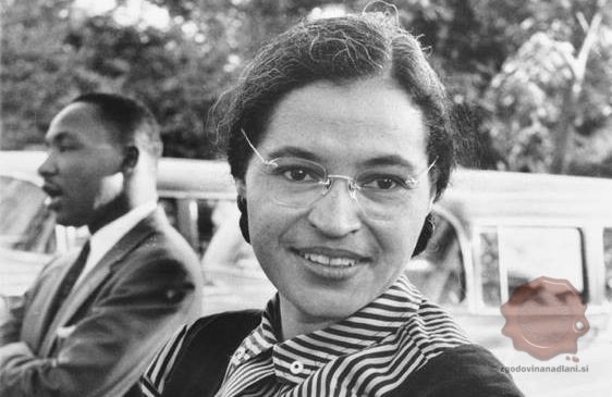 Rosa Parks (v ozadju Martin Luther King), FOTO Wikipedia