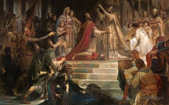 Kronanje Karla Velikega – delo nemškega slikarja Friedricha Kaulbacha (1861), FOTO Wikipedia