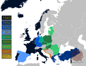 Širitev Nata v Evropi. Vir: Wikipedia.