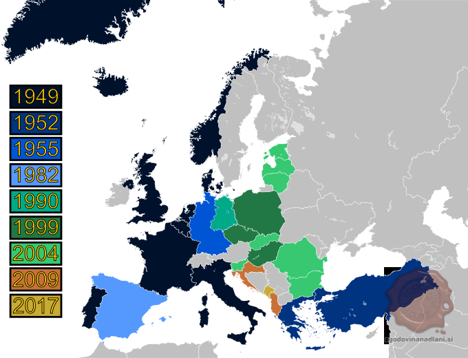 Širitev Nata v Evropi. Vir: Wikipedia.
