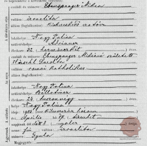 Rojstni list Gyule Ebenspangerja. Foto: Dejan Süč.