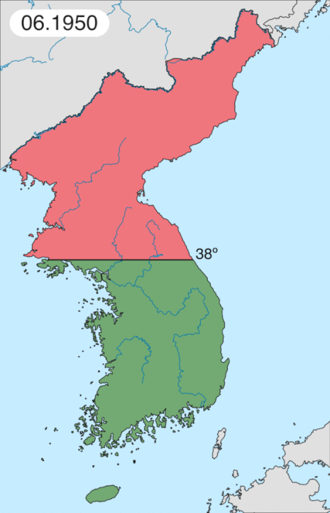 Potek korejske vojne. Vir: wikipedia.