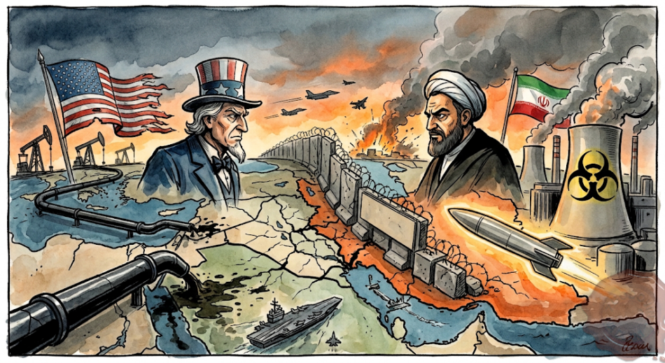 Iransko-ameriški konflikt. Ustvarjeno z UI.